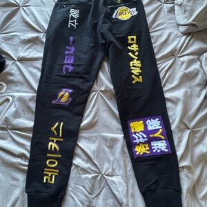 Men Black and Purple Graphic Sweatpants
